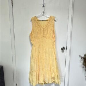 Mlle Gabrielle Yellow Lace Midi Dress